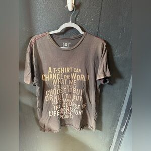 GAP (Red) Brown Grey Graphic Tee with Gold Text‎